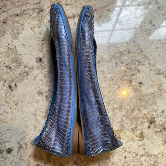 TORY BURCH Eddie Watersnake Light Blue Snake Ballet Flats Size sz 5.5 M - Picture 5 of 13